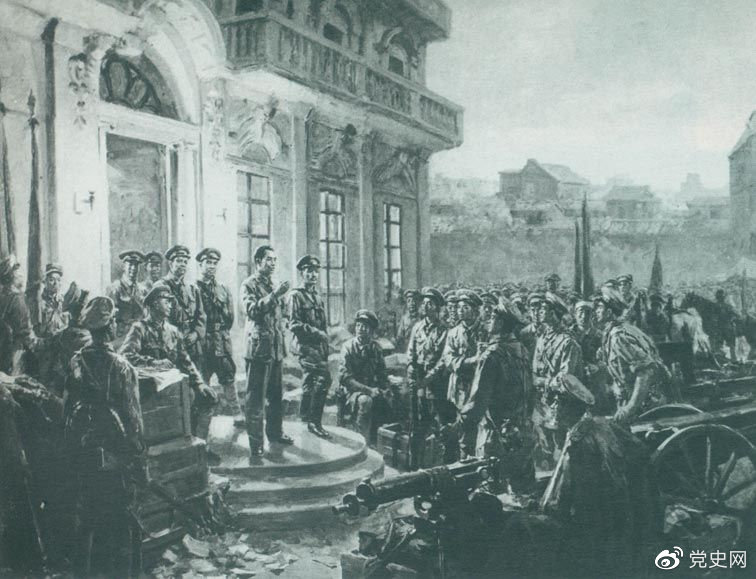 1927年8月1日,南昌起义爆发,标志着中国共产党独立领导革命战争、创建人民军队和武装夺取政权的开端,开启了中国革命新纪元。这是《八一起义》油画。